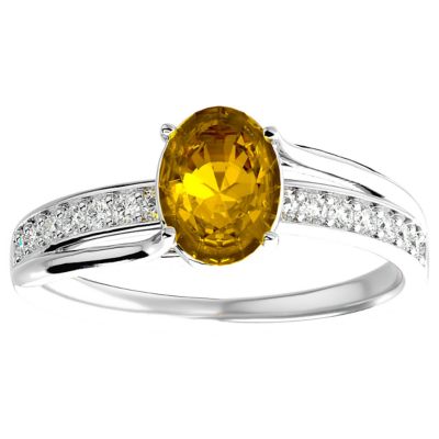 Belk & Co Lab Created 1 1/2 Carat Oval Shape Gemstone and Diamond Ring In Sterling Silver, 8