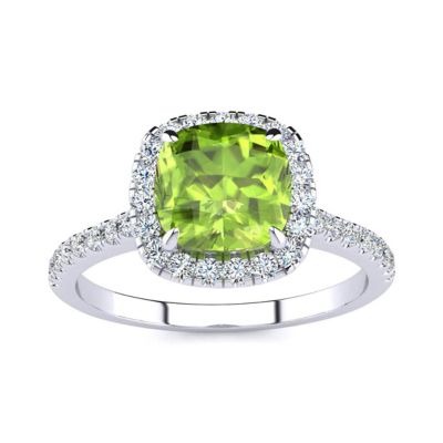 Belk & Co Lab Created 2 Carat Cushion Cut Gemstone and Halo Diamond Ring In Sterling Silver, 5