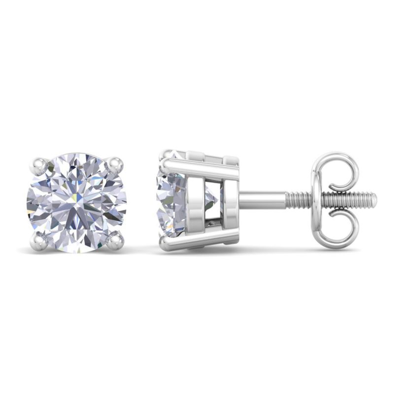 Lab Created 2 ct. t.w. Lab Grown Diamond Earrings In 14 Karat White Gold, Basket Setting