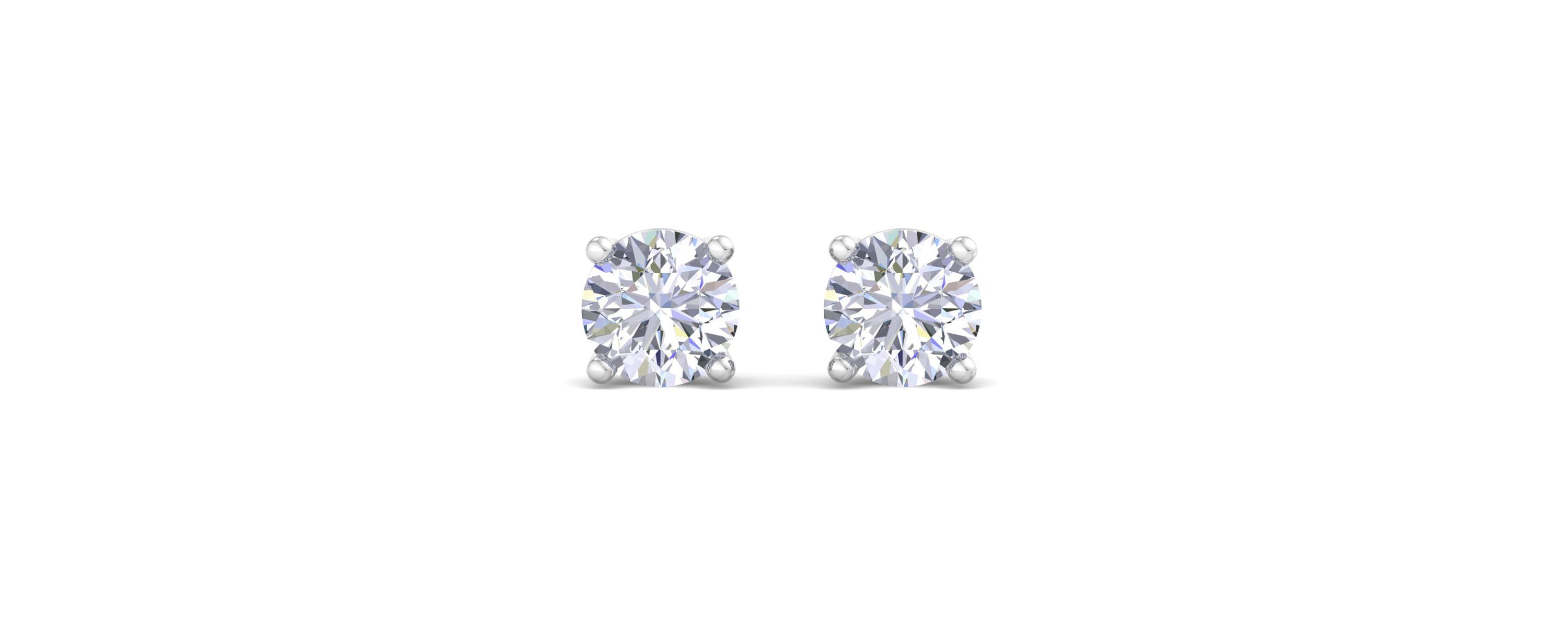 Lab Created 2 ct. t.w. Lab Grown Diamond Earrings In 14 Karat White Gold, Basket Setting
