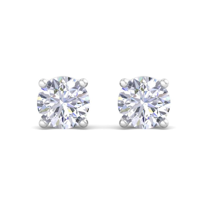 Lab Created 2 ct. t.w. Lab Grown Diamond Earrings In 14 Karat White Gold, Basket Setting