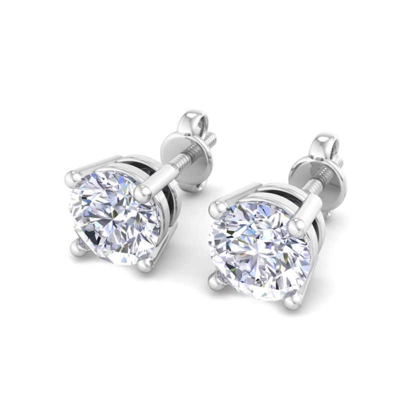Lab Created 2 ct. t.w. Lab Grown Diamond Earrings In 14 Karat White Gold, Basket Setting