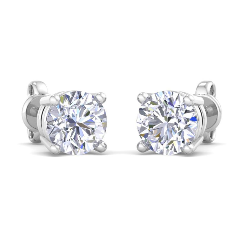 Lab Created 2 ct. t.w. Lab Grown Diamond Earrings In 14 Karat White Gold, Basket Setting