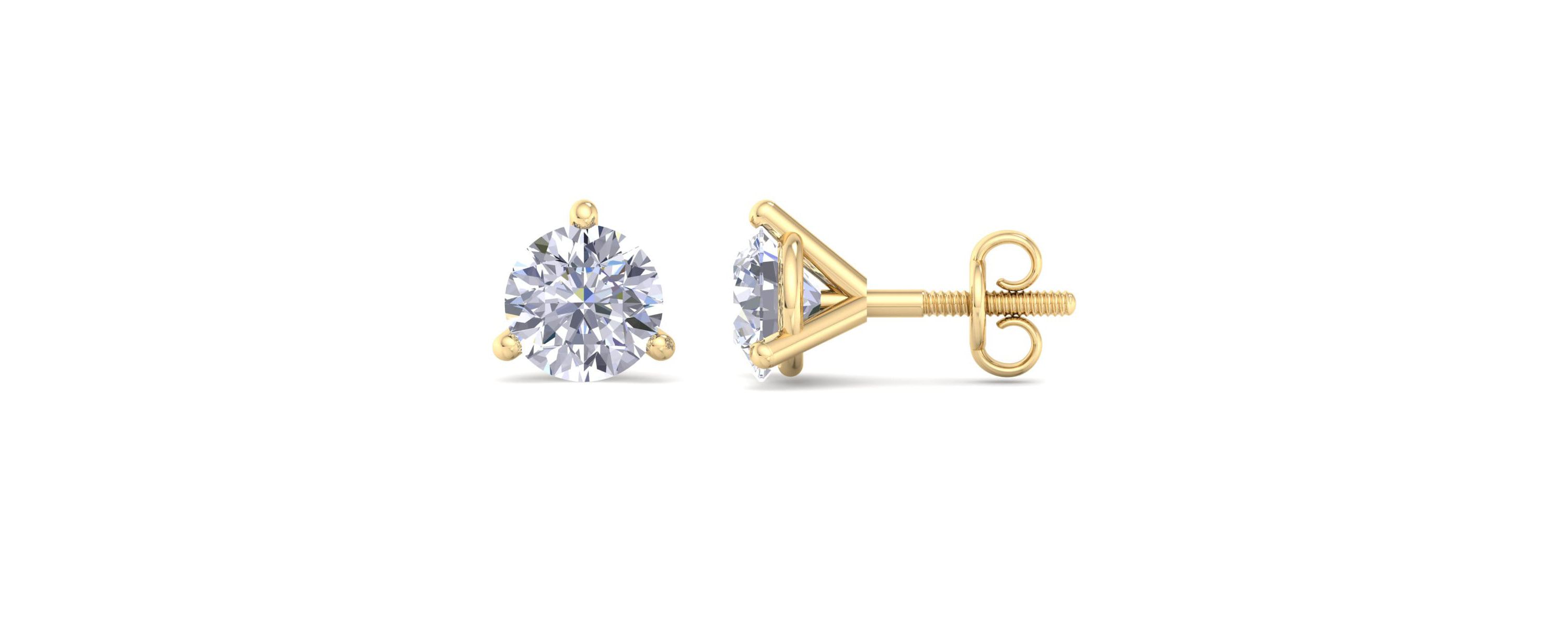 Lab Created 2 ct. t.w. Lab Grown Diamond Earrings In 14 Karat Yellow Gold, Basket Setting