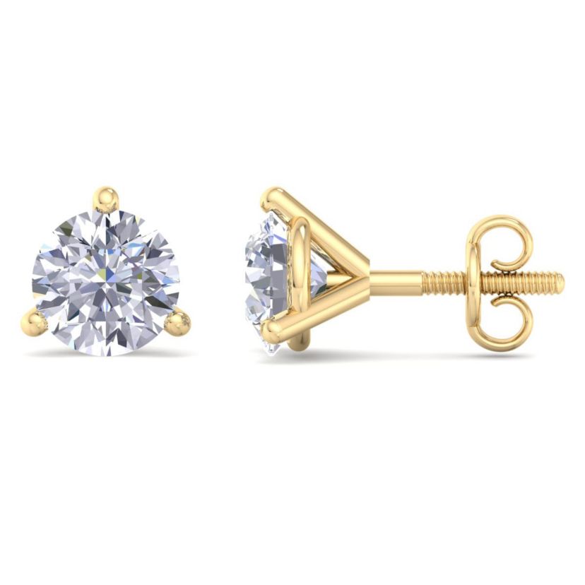 Lab Created 2 ct. t.w. Lab Grown Diamond Earrings In 14 Karat Yellow Gold, Basket Setting