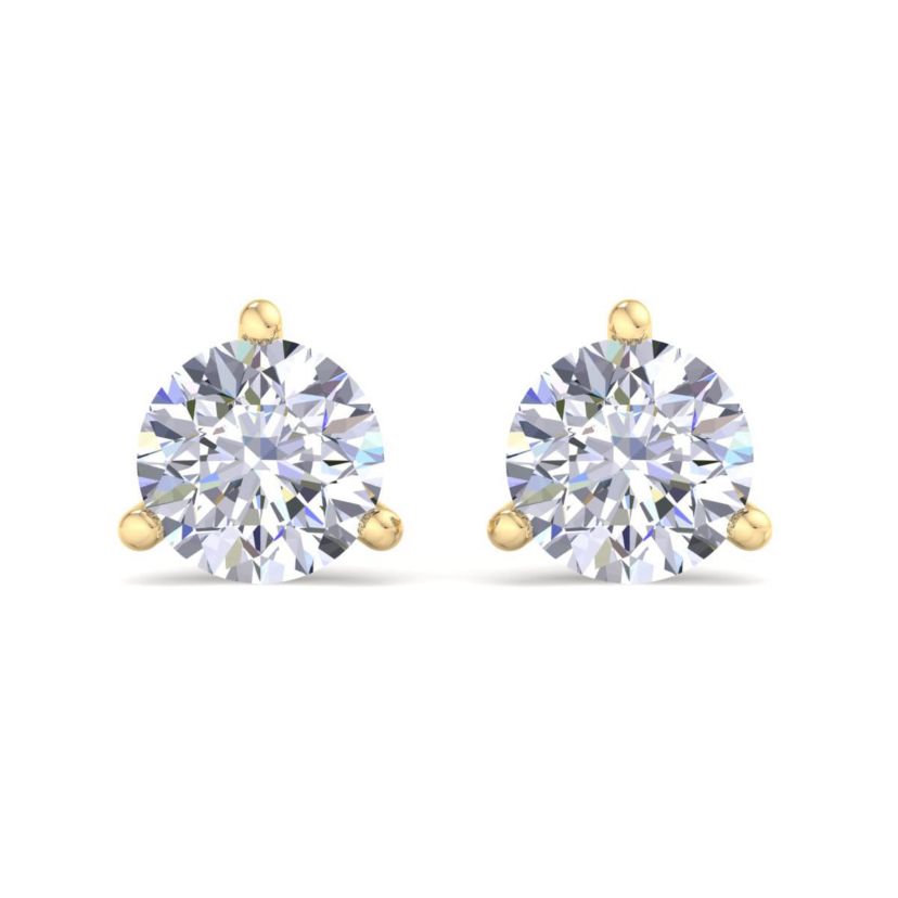 Lab Created 2 ct. t.w. Lab Grown Diamond Earrings In 14 Karat Yellow Gold, Basket Setting