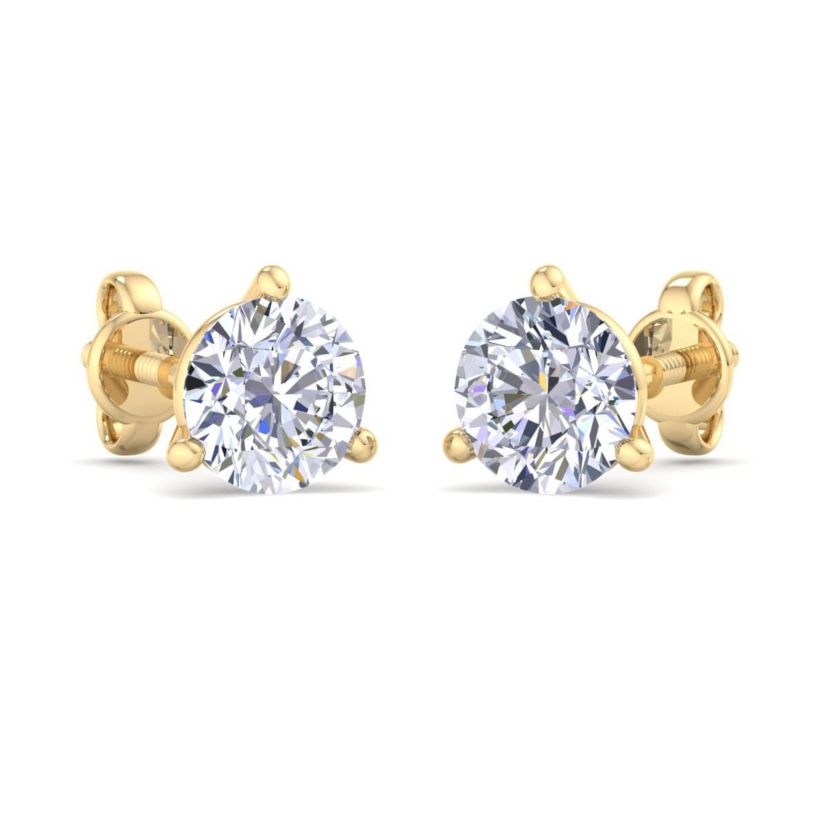 Lab Created 2 ct. t.w. Lab Grown Diamond Earrings In 14 Karat Yellow Gold, Basket Setting
