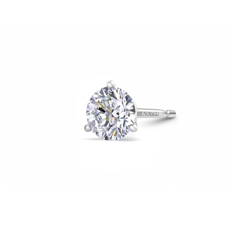 Lab Created Mens 2 Carat Lab Grown Diamond Martini Stud Earring In Sterling Silver
