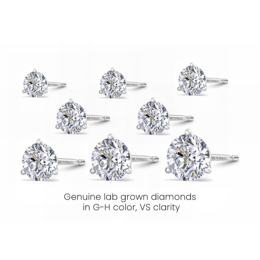 Lab Created Mens 2 Carat Lab Grown Diamond Martini Stud Earring In Sterling Silver