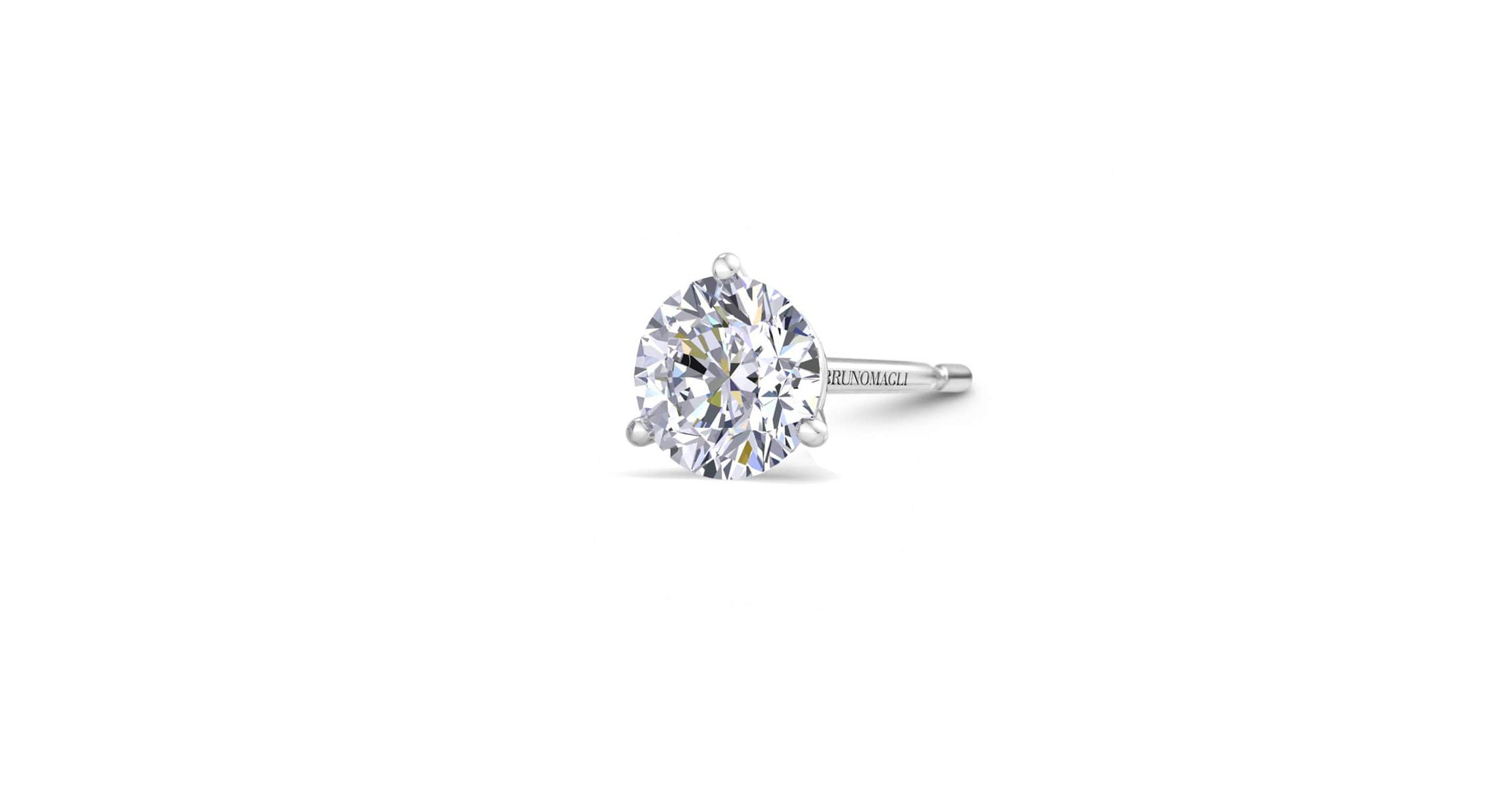 Lab Created Mens 3 Carat Lab Grown Diamond Martini Stud Earring In Sterling Silver
