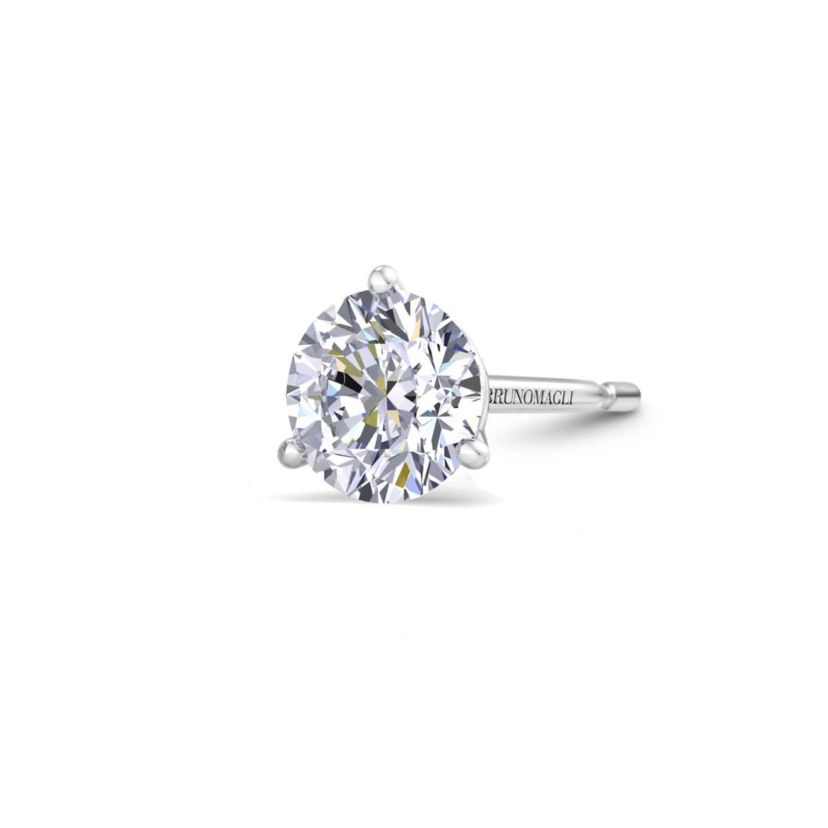 Lab Created Mens 3 Carat Lab Grown Diamond Martini Stud Earring In Sterling Silver