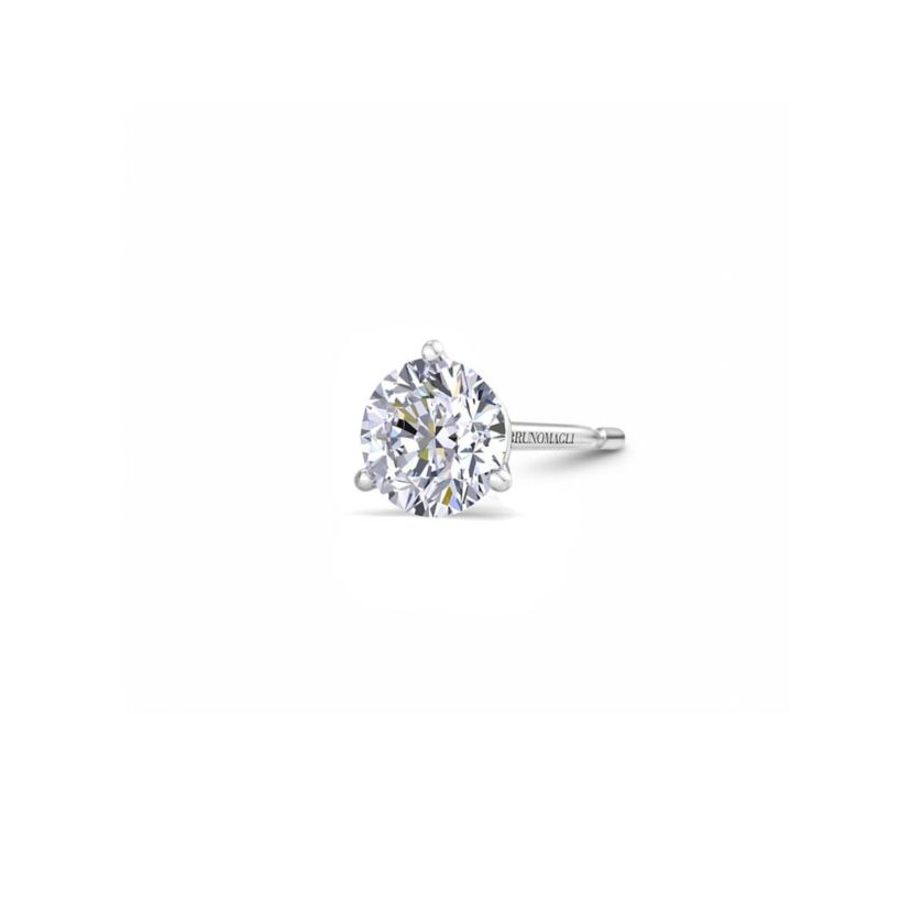 Lab Created Mens 1/2 Carat Lab Grown Diamond Martini Stud Earring In Sterling Silver