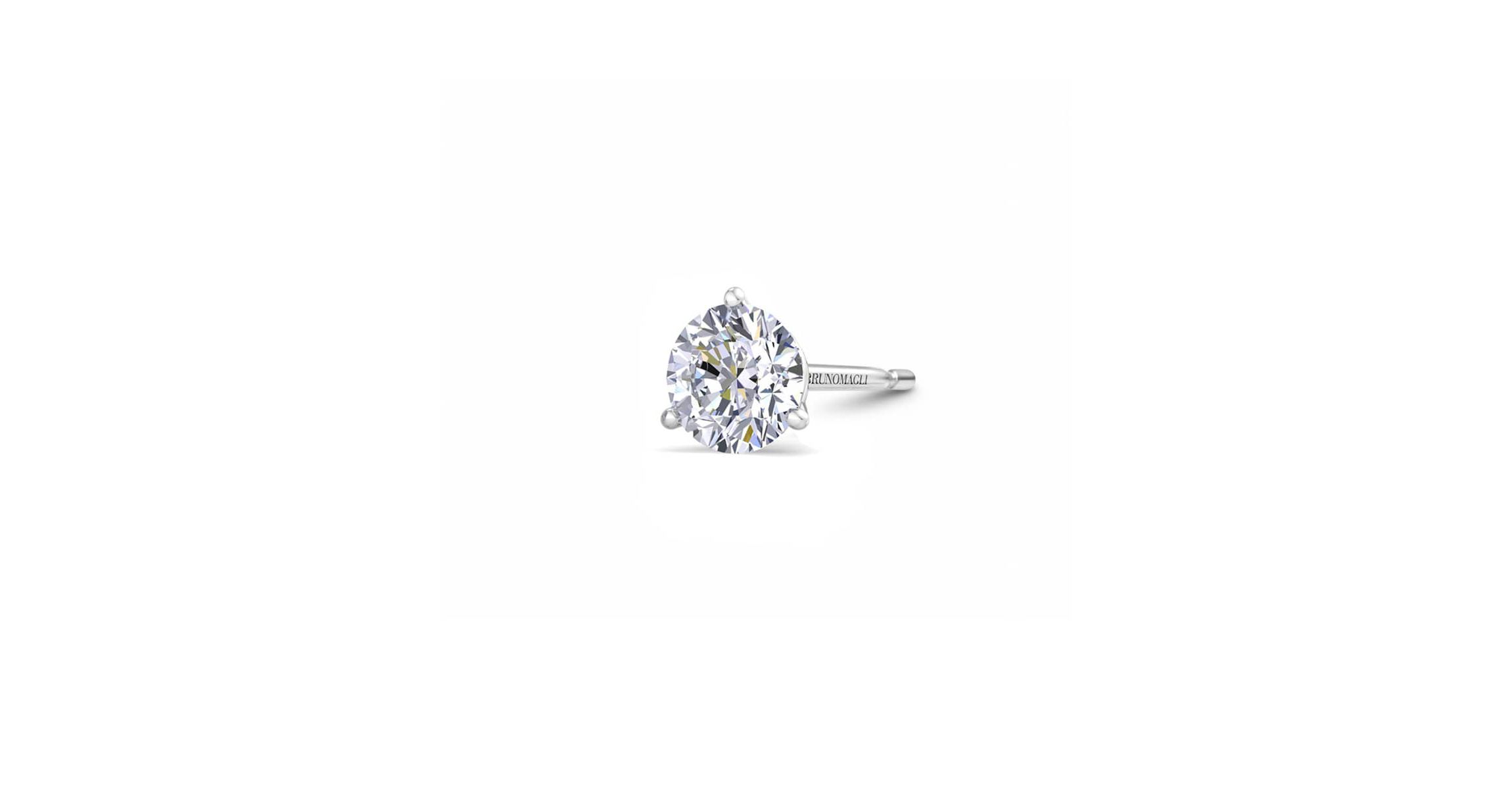 Lab Created Mens 3/4 Carat Lab Grown Diamond Martini Stud Earring In Sterling Silver