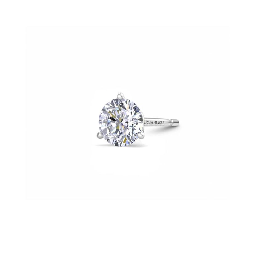 Lab Created Mens 3/4 Carat Lab Grown Diamond Martini Stud Earring In Sterling Silver