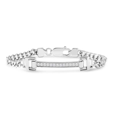 Bruno Magli Lab Created Mens Emanuele 1/3 Carat Lab Grown Diamond Bracelet In Sterling Silver, 8 Inches, Silver