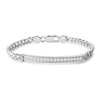 Bruno Magli Lab Created Mens Domenico 1/2 Carat Lab Grown Diamond Bracelet In Sterling Silver, 8 Inches, Silver