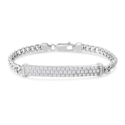 Bruno Magli Lab Created Mens Giuseppe 1 1/2 Carat Lab Grown Diamond Bracelet In Sterling Silver, 8 Inches, Silver
