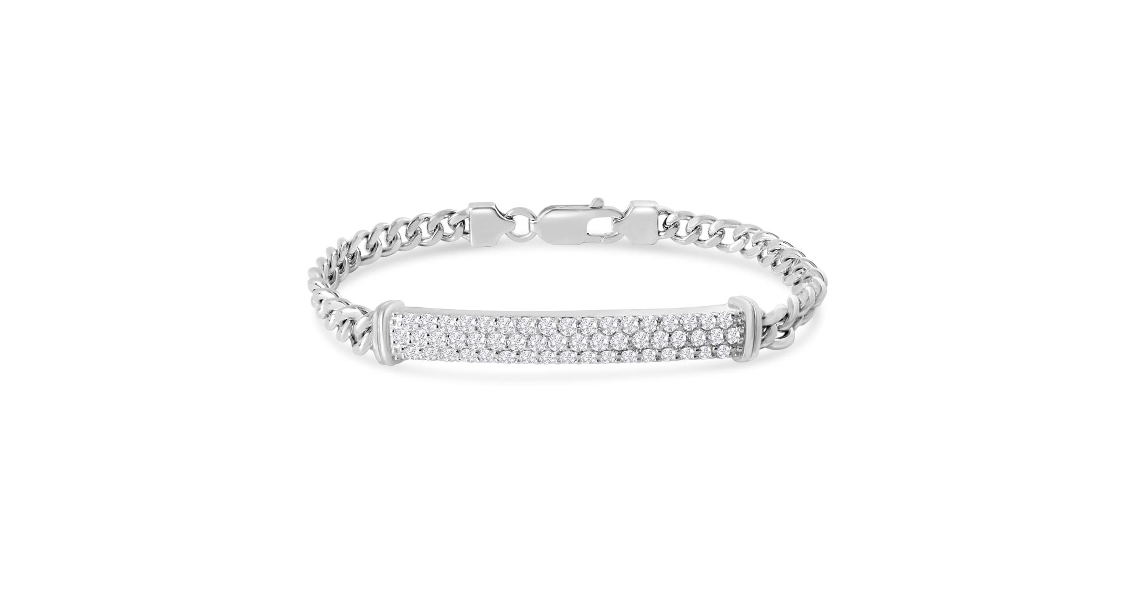 Lab Created Mens Giuseppe 1 1/2 Carat Lab Grown Diamond Bracelet In Sterling Silver, 8 Inches
