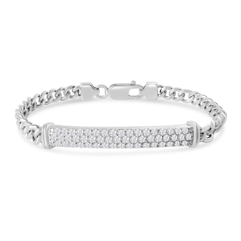 Lab Created Mens Giuseppe 1 1/2 Carat Lab Grown Diamond Bracelet In Sterling Silver, 8 Inches