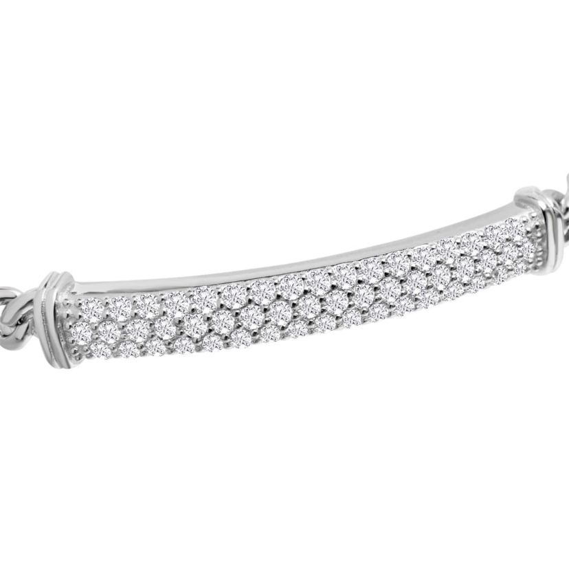 Lab Created Mens Giuseppe 1 1/2 Carat Lab Grown Diamond Bracelet In Sterling Silver, 8 Inches