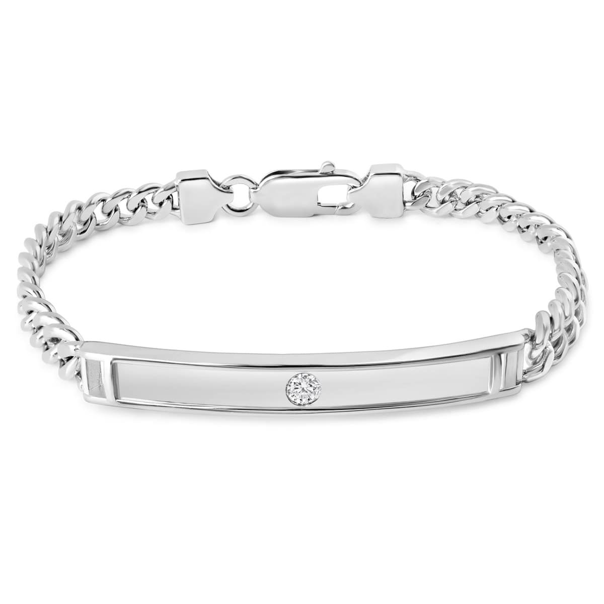 Lab Created Mens Carlo 1/10 Carat Lab Grown Diamond Bracelet In Sterling Silver, 8 Inches