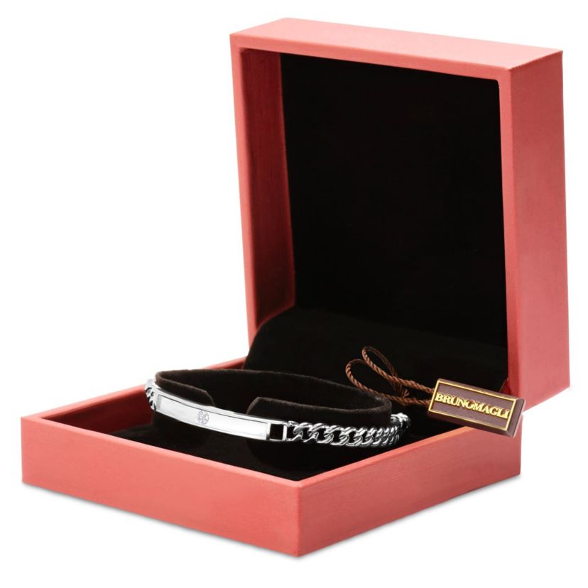 Lab Created Mens Carlo 1/10 Carat Lab Grown Diamond Bracelet In Sterling Silver, 8 Inches