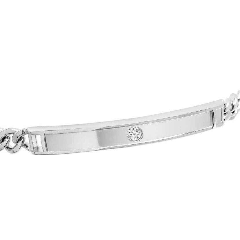 Lab Created Mens Carlo 1/10 Carat Lab Grown Diamond Bracelet In Sterling Silver, 8 Inches