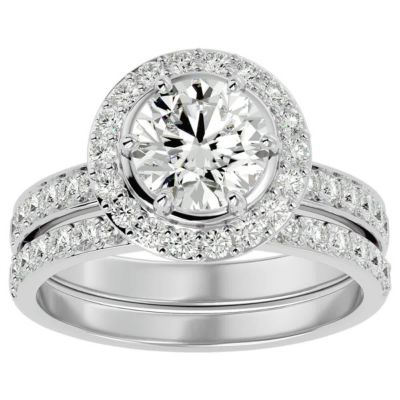 Belk & Co Lab Created 2 1/2 Carat Halo Lab Grown Diamond Bridal Set In Sterling Silver