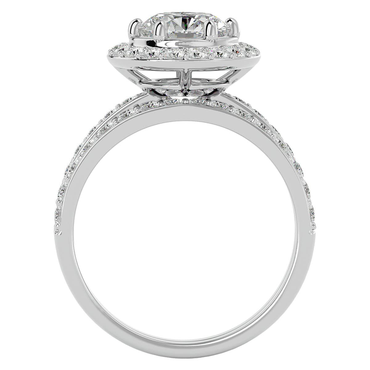 Lab Created 2 1/2 Carat Halo Lab Grown Diamond Bridal Set In Sterling Silver