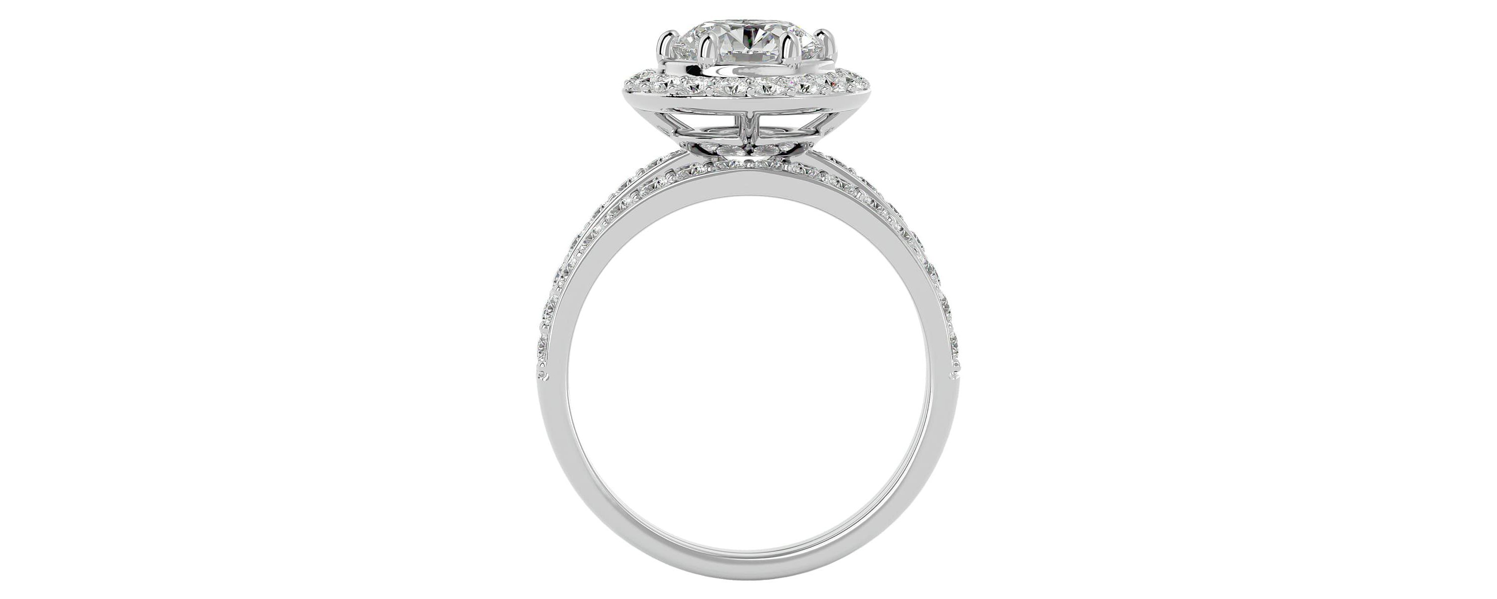 Lab Created 2 1/2 Carat Halo Lab Grown Diamond Bridal Set In Sterling Silver