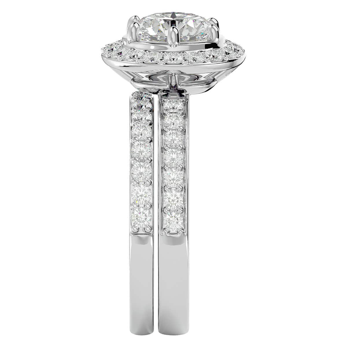 Lab Created 2 1/2 Carat Halo Lab Grown Diamond Bridal Set In Sterling Silver