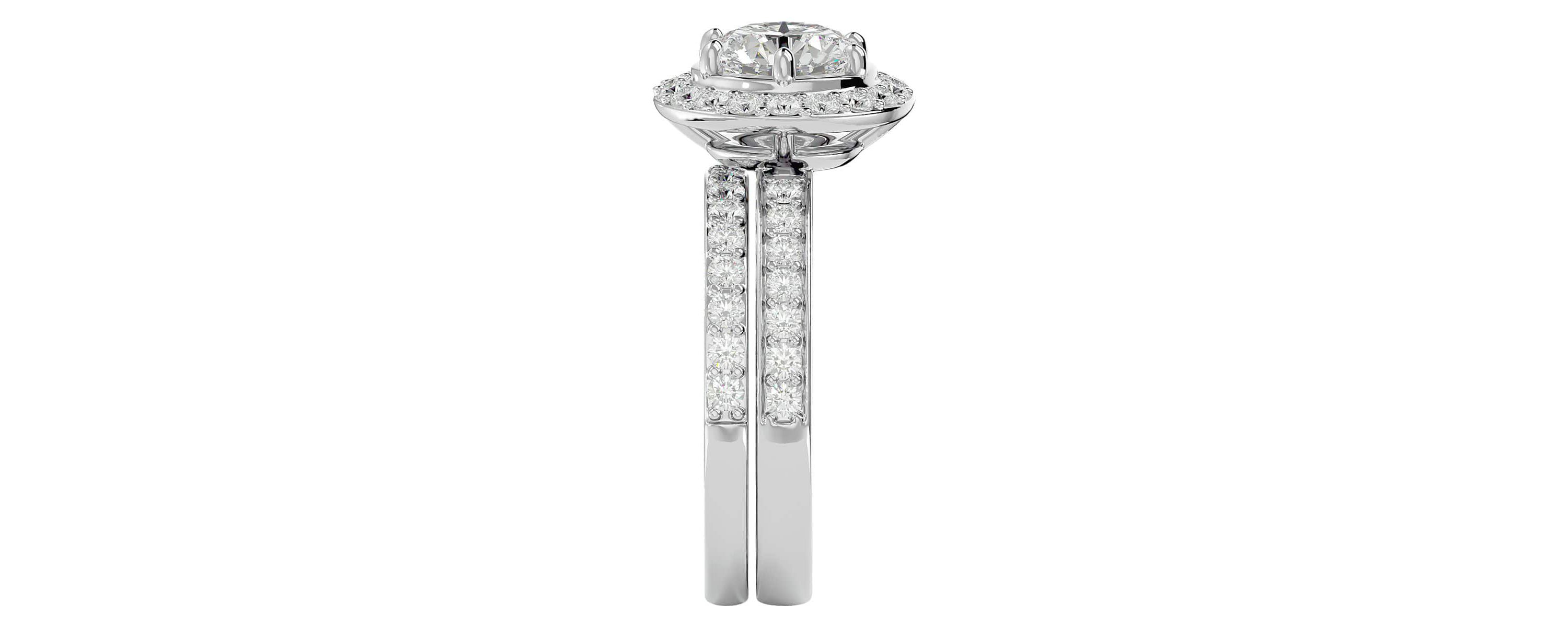 Lab Created 2 1/2 Carat Halo Lab Grown Diamond Bridal Set In Sterling Silver