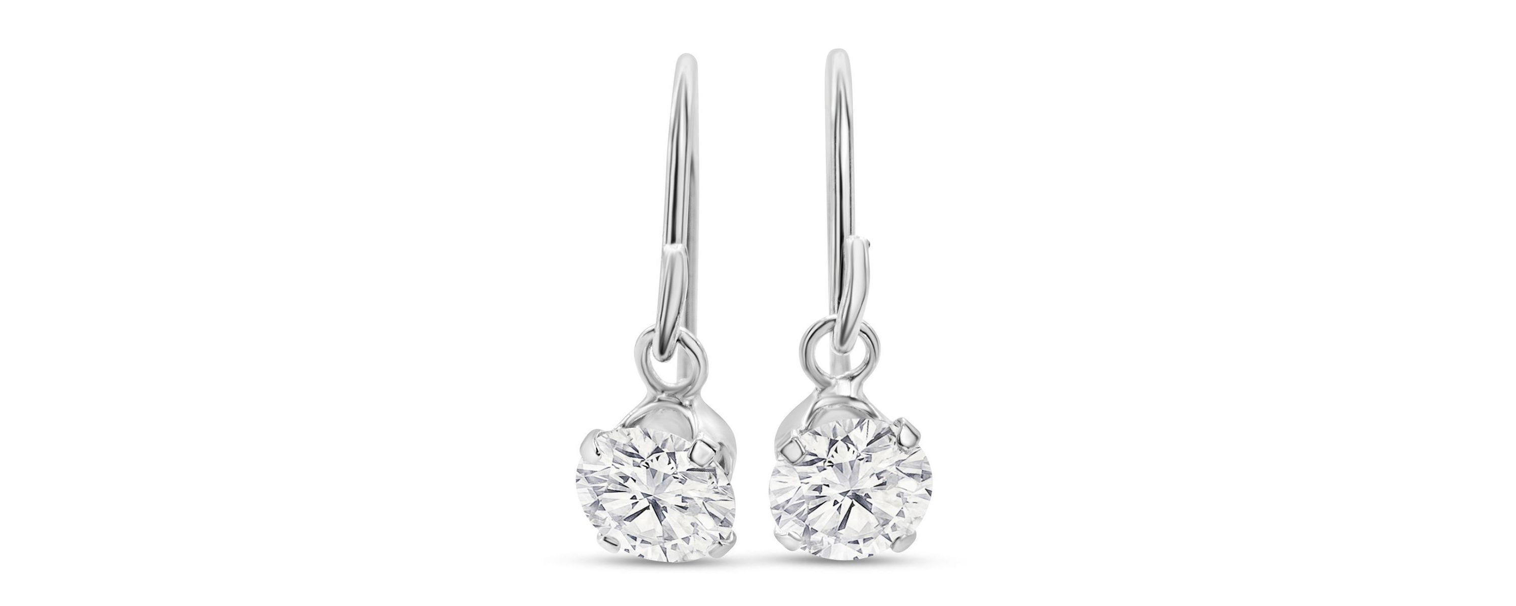 1 Carat Moissanite Drop Earrings In Sterling Silver, 1/2 Inch