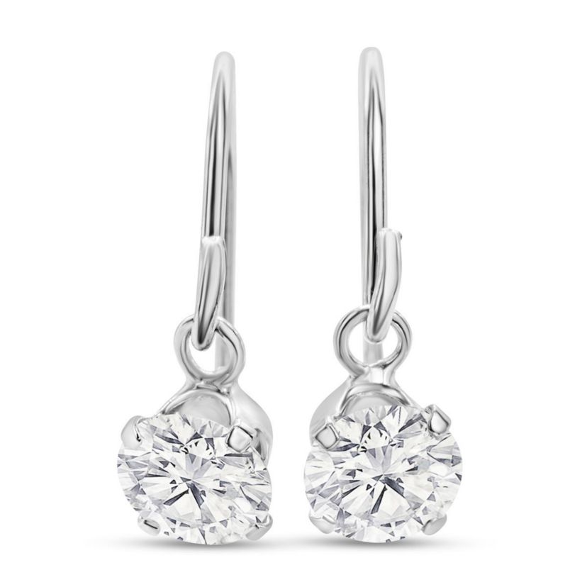 1 Carat Moissanite Drop Earrings In Sterling Silver, 1/2 Inch