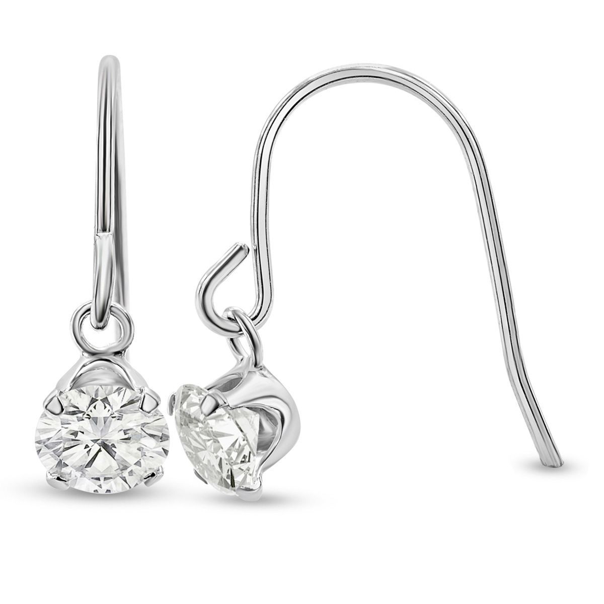 1 Carat Moissanite Drop Earrings In Sterling Silver, 1/2 Inch