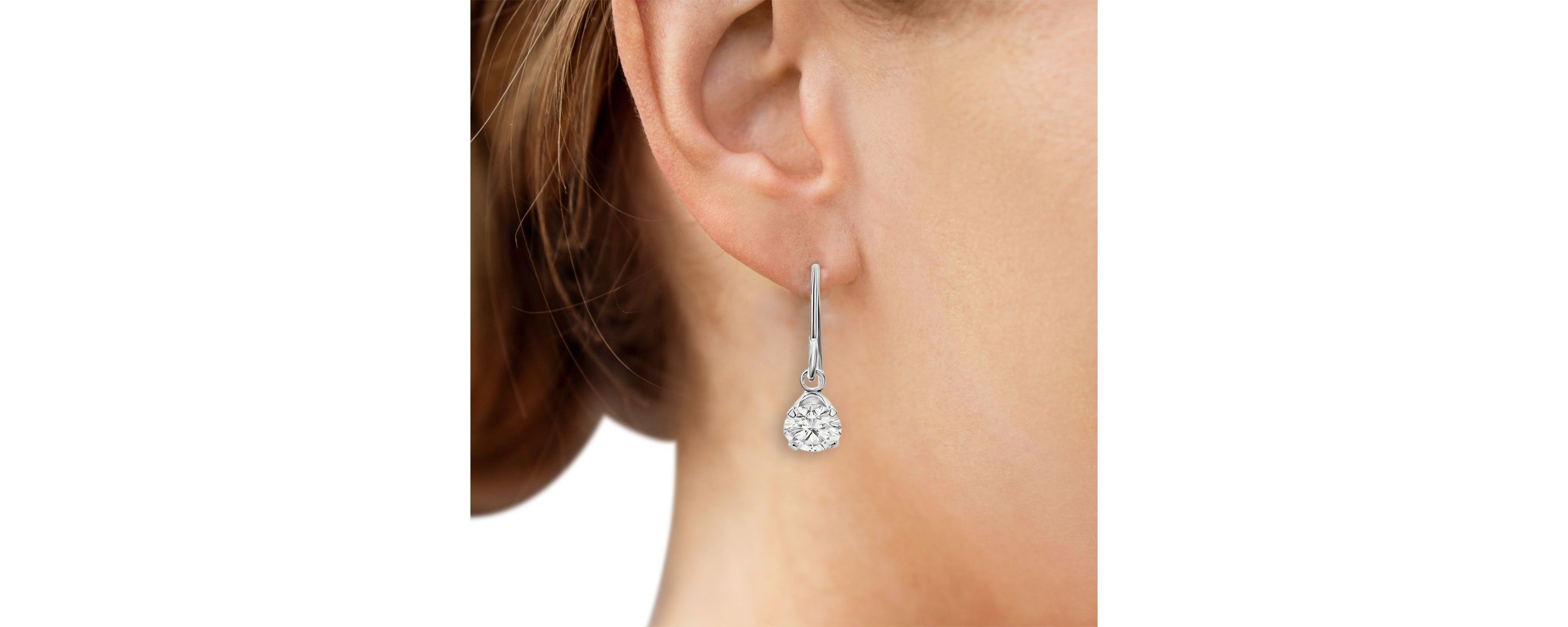 1 Carat Moissanite Drop Earrings In Sterling Silver, 1/2 Inch