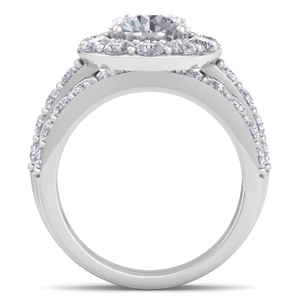 Lab Created 4 Carat Halo Lab Grown Diamond Bridal Set In Sterling Silver