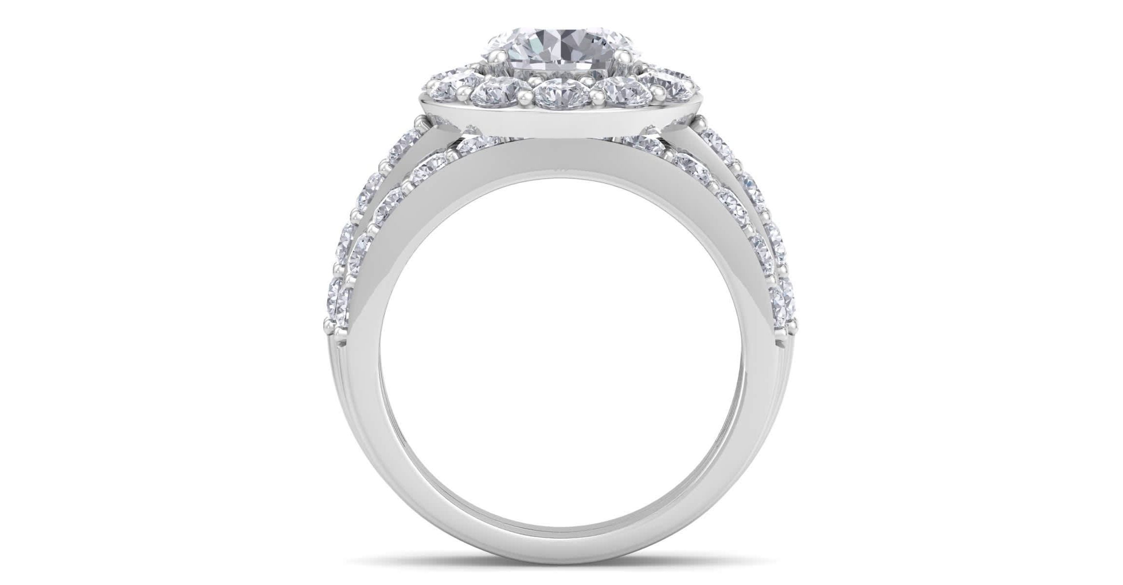 Lab Created 4 Carat Halo Lab Grown Diamond Bridal Set In Sterling Silver