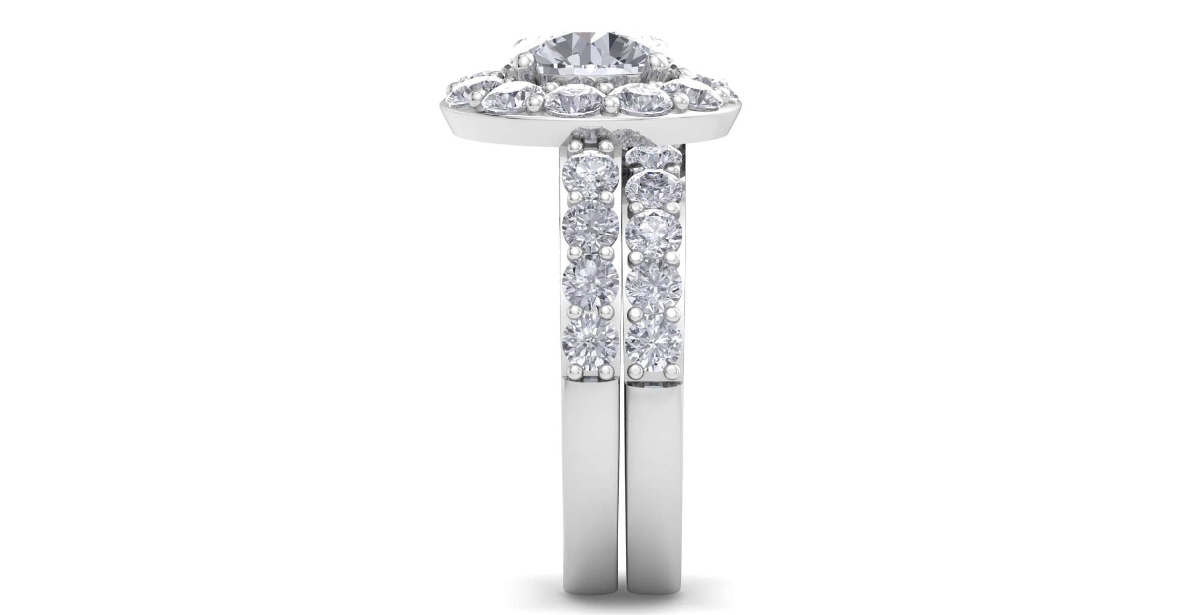 Lab Created 4 Carat Halo Lab Grown Diamond Bridal Set In Sterling Silver