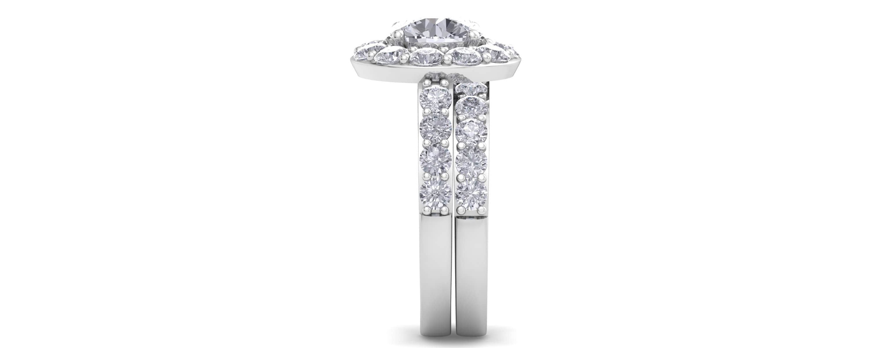 Lab Created 4 Carat Halo Lab Grown Diamond Bridal Set In Sterling Silver