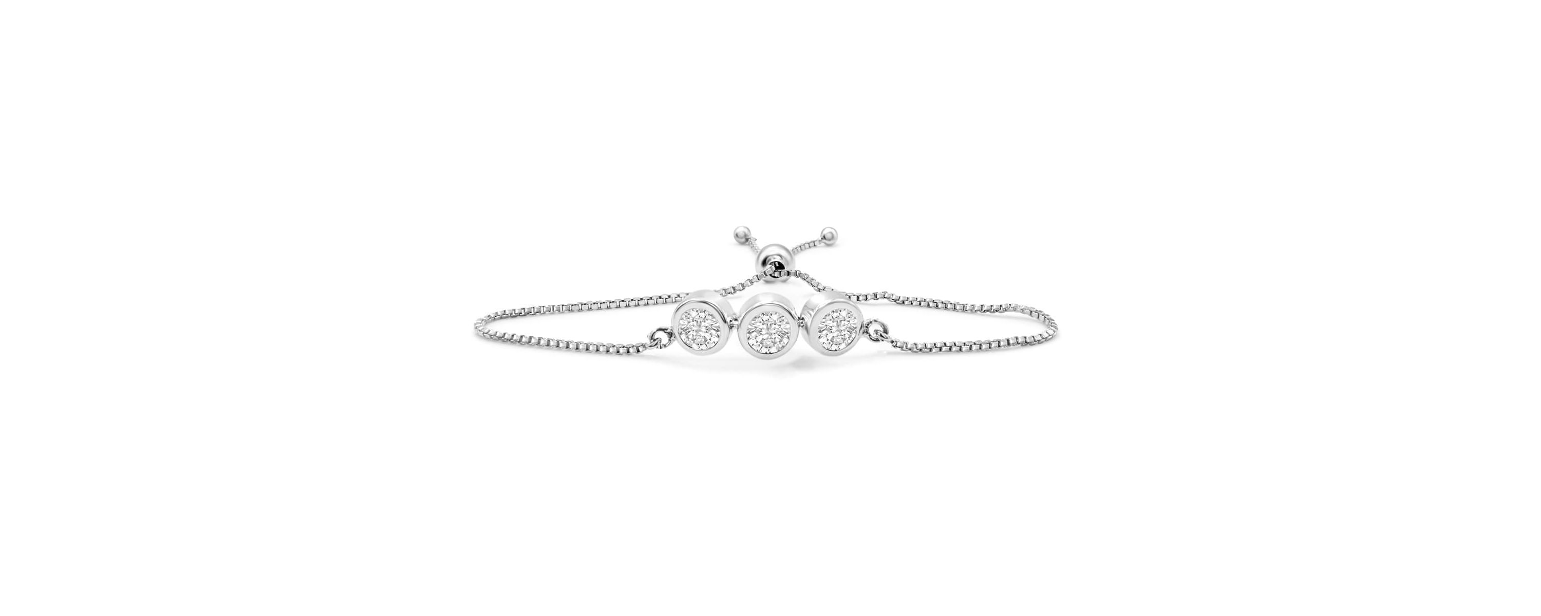 Lab Created 3 Carat Lab Grown Diamond Bolo Bracelet In Sterling Silver, Adjustable 6-9 Inches