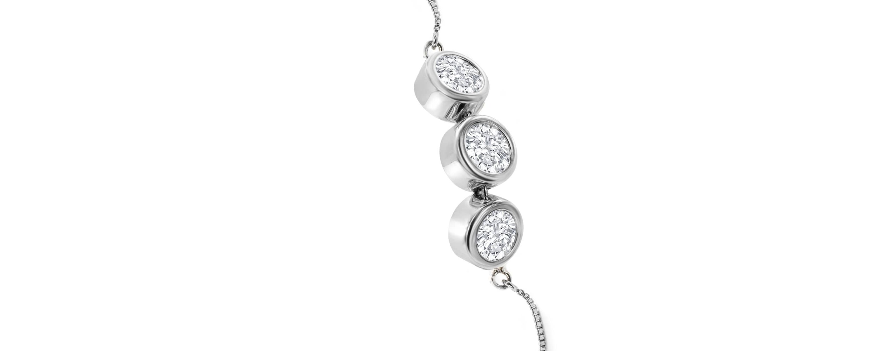 Lab Created 3 Carat Lab Grown Diamond Bolo Bracelet In Sterling Silver, Adjustable 6-9 Inches