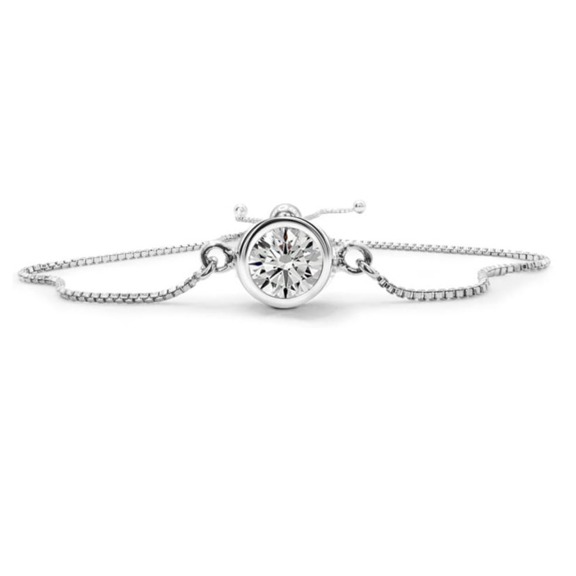 Lab Created 1 Carat Lab Grown Diamond Bolo Bracelet In Sterling Silver, Adjustable 6-9 Inches
