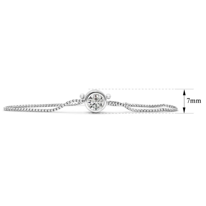 Lab Created 1 Carat Lab Grown Diamond Bolo Bracelet In Sterling Silver, Adjustable 6-9 Inches