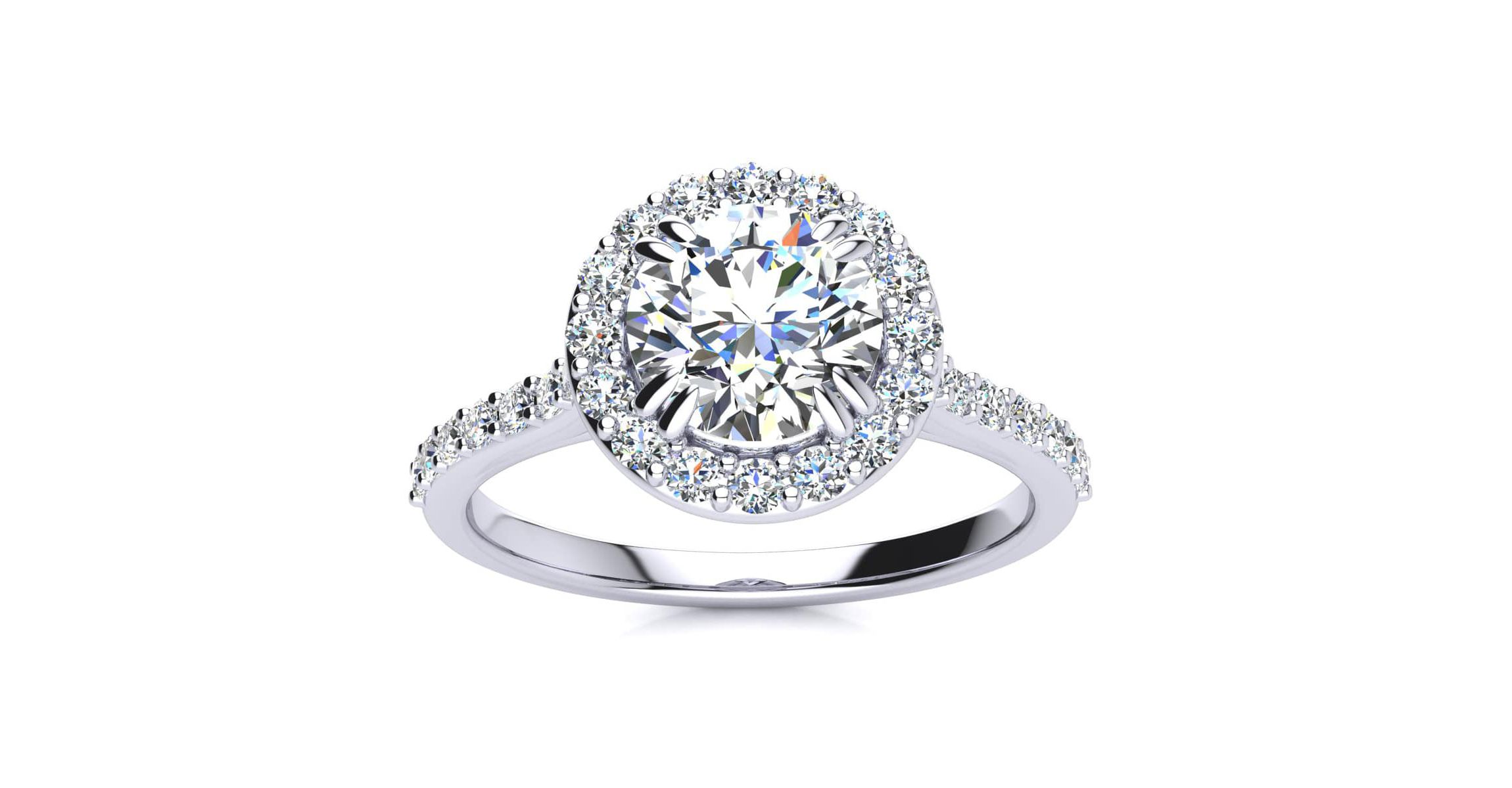 Lab Created 1 1/4 Carat Halo Lab Grown Diamond Engagement Ring In Sterling Silver