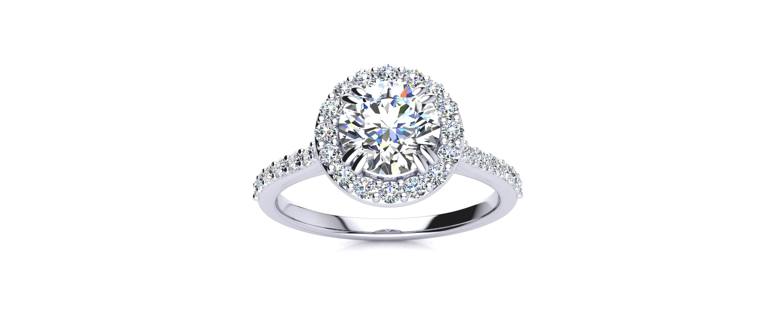 Lab Created 1 1/4 Carat Halo Lab Grown Diamond Engagement Ring In Sterling Silver