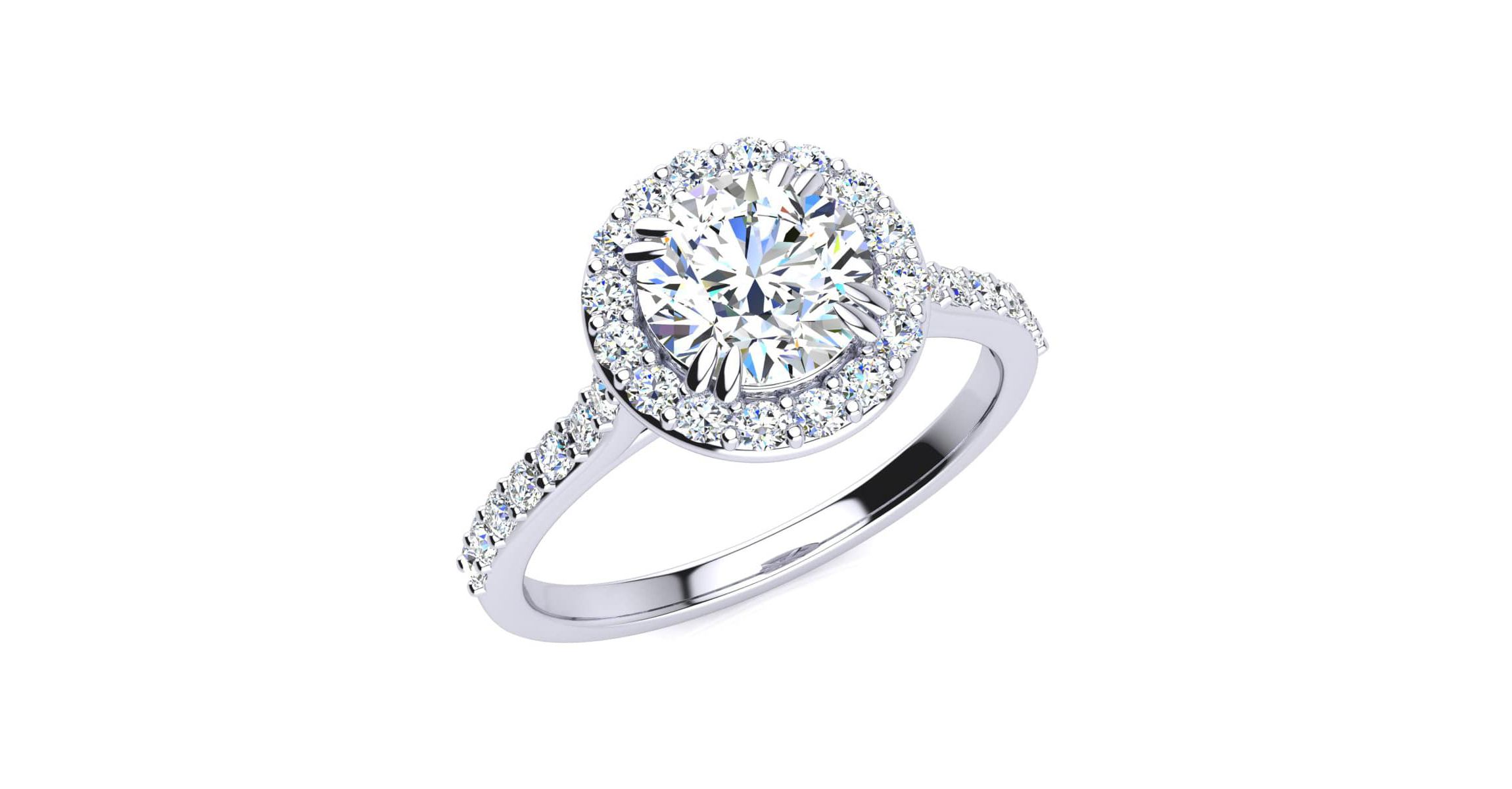 Lab Created 1 1/4 Carat Halo Lab Grown Diamond Engagement Ring In Sterling Silver