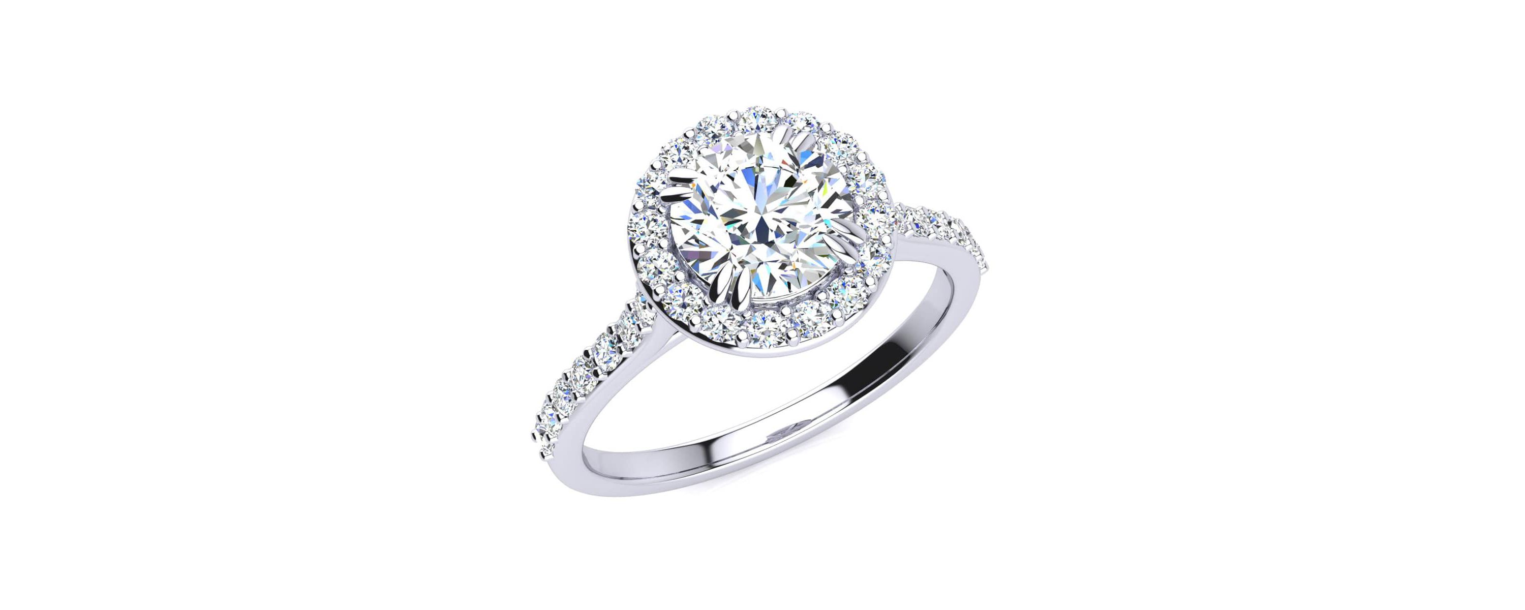 Lab Created 1 1/4 Carat Halo Lab Grown Diamond Engagement Ring In Sterling Silver