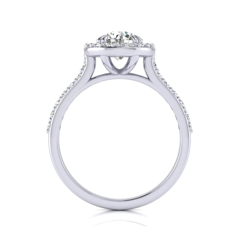 Lab Created 1 1/4 Carat Halo Lab Grown Diamond Engagement Ring In Sterling Silver