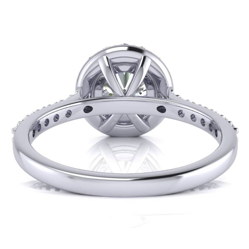 Lab Created 1 1/4 Carat Halo Lab Grown Diamond Engagement Ring In Sterling Silver